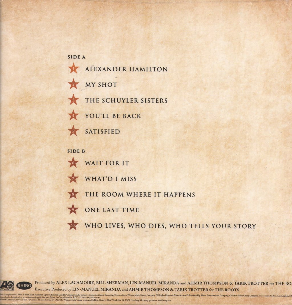 Lin-Manuel Miranda - Hamilton: 10 Shots (Highlights From The Original Broadway Cast Recording) - Lp
