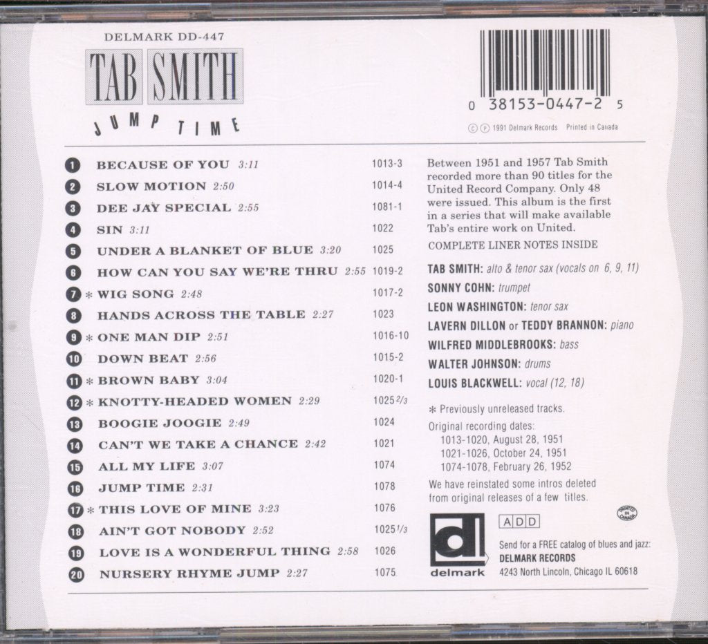 Tab Smith - Jump Time - Cd