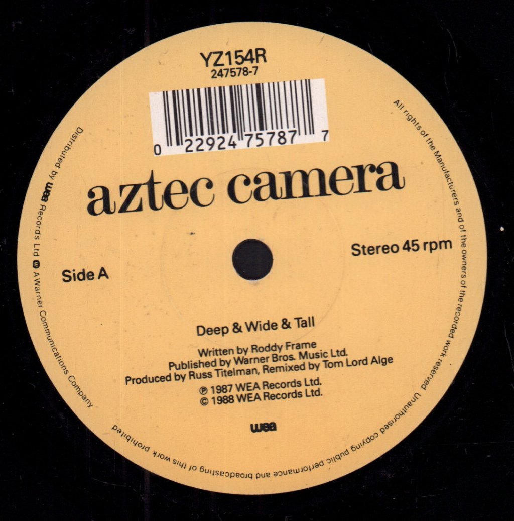Aztec Camera - Deep And Wide And Tall - 7 Inch