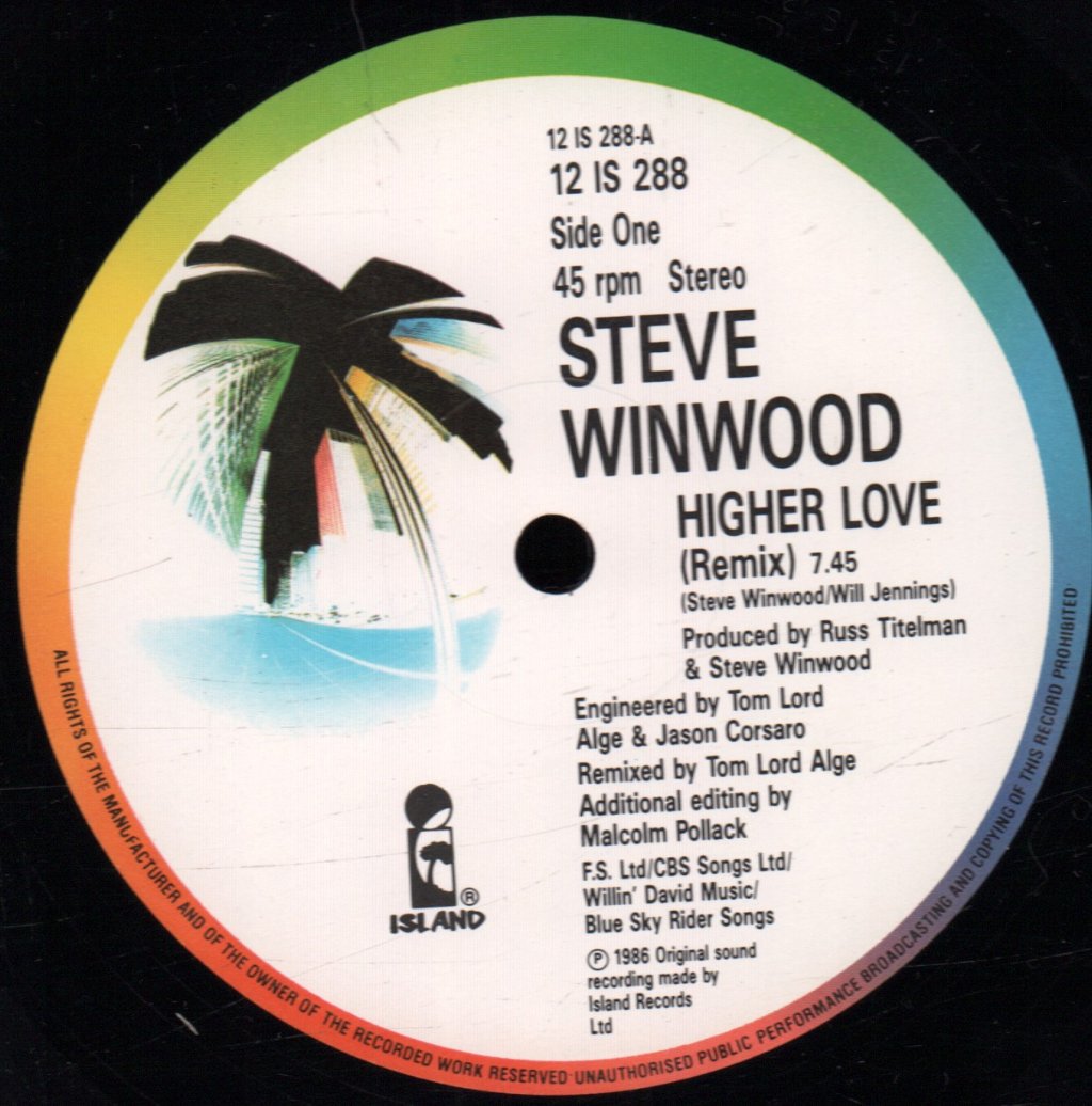 Steve Winwood - Higher Love - 12 Inch