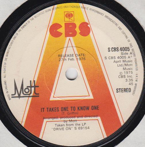 Mott - It Takes One To Know One - 7 Inch