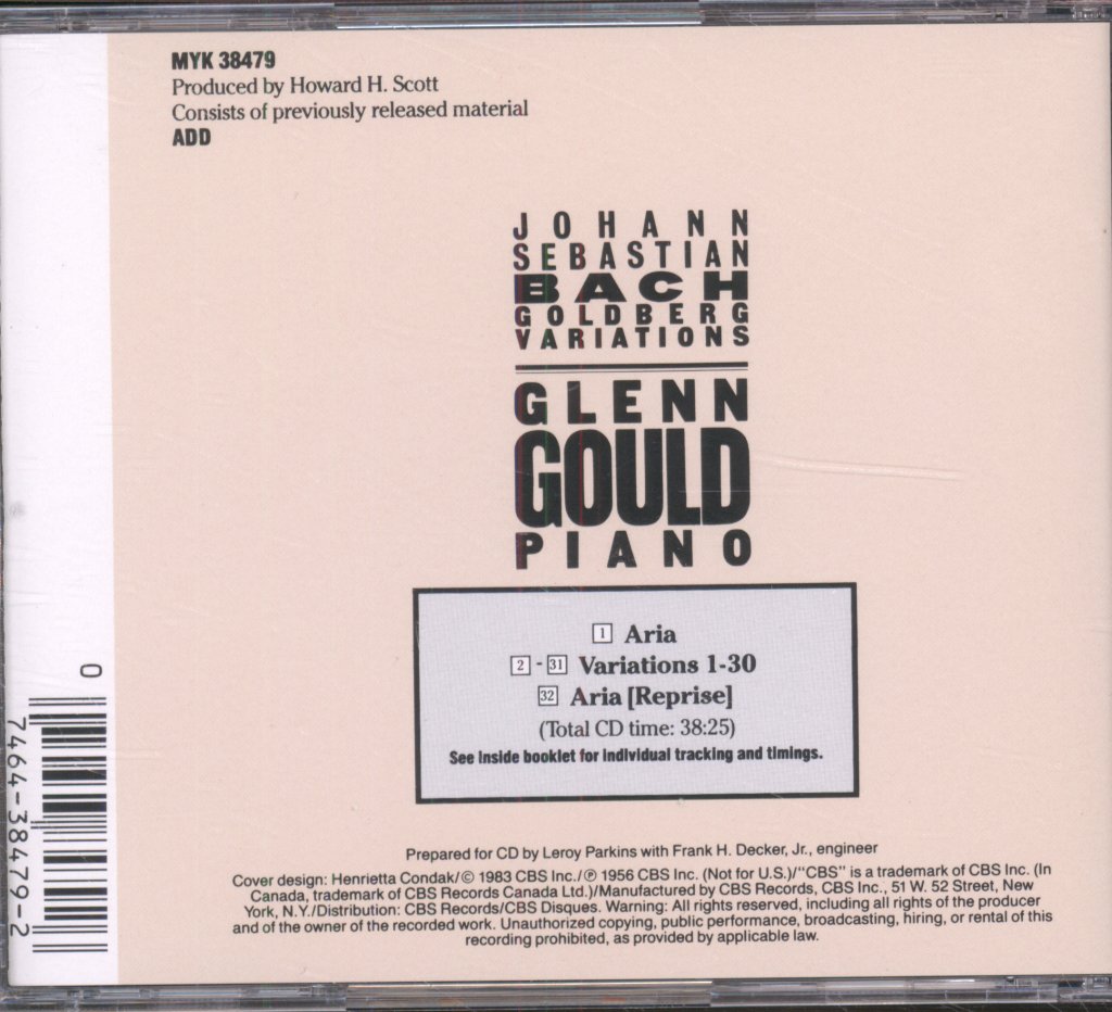 Glenn Gould - Goldberg Variations - Cd