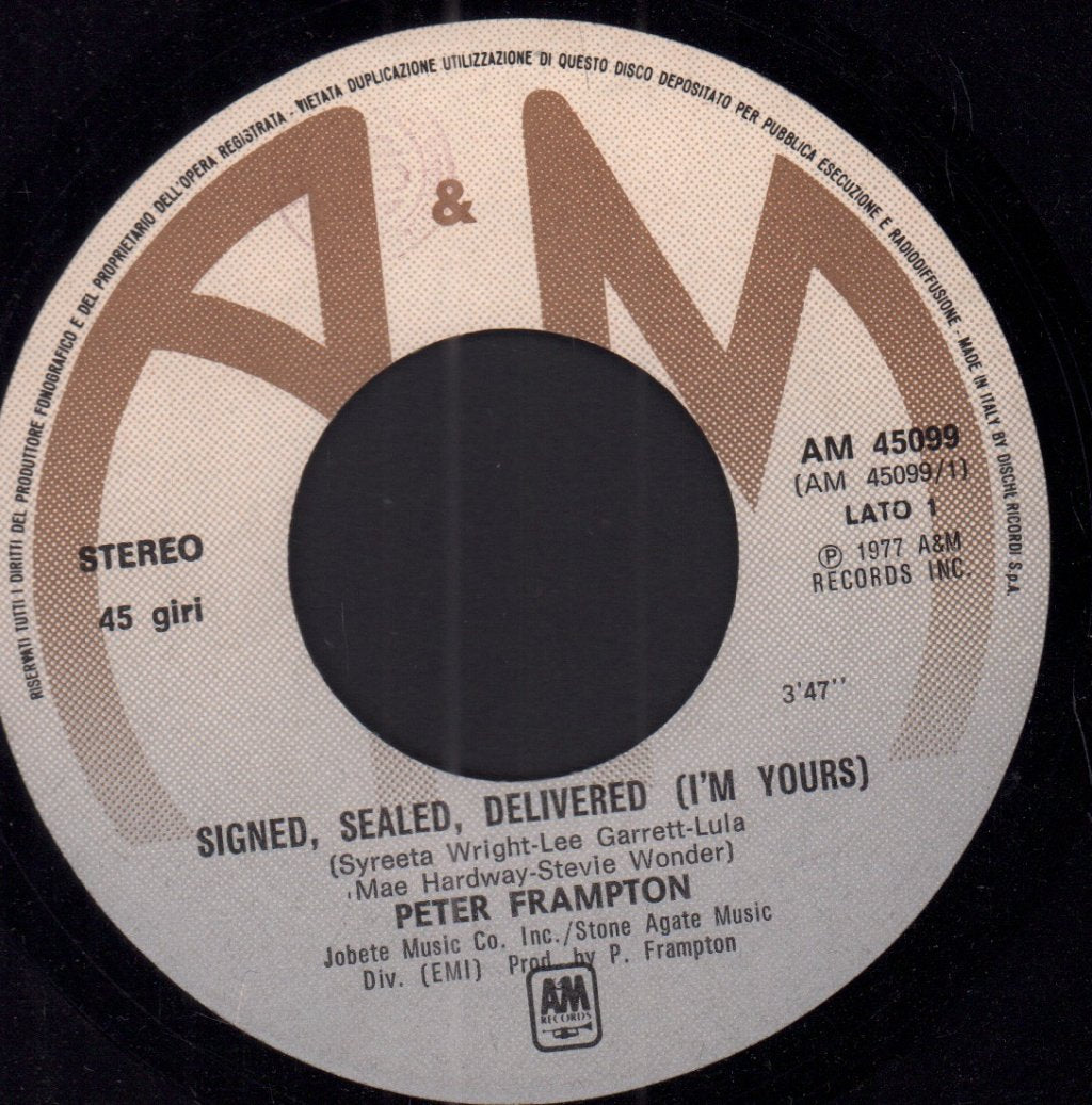 Peter Frampton - Signed, Sealed, Delivered (I'm Yours) - 7 Inch