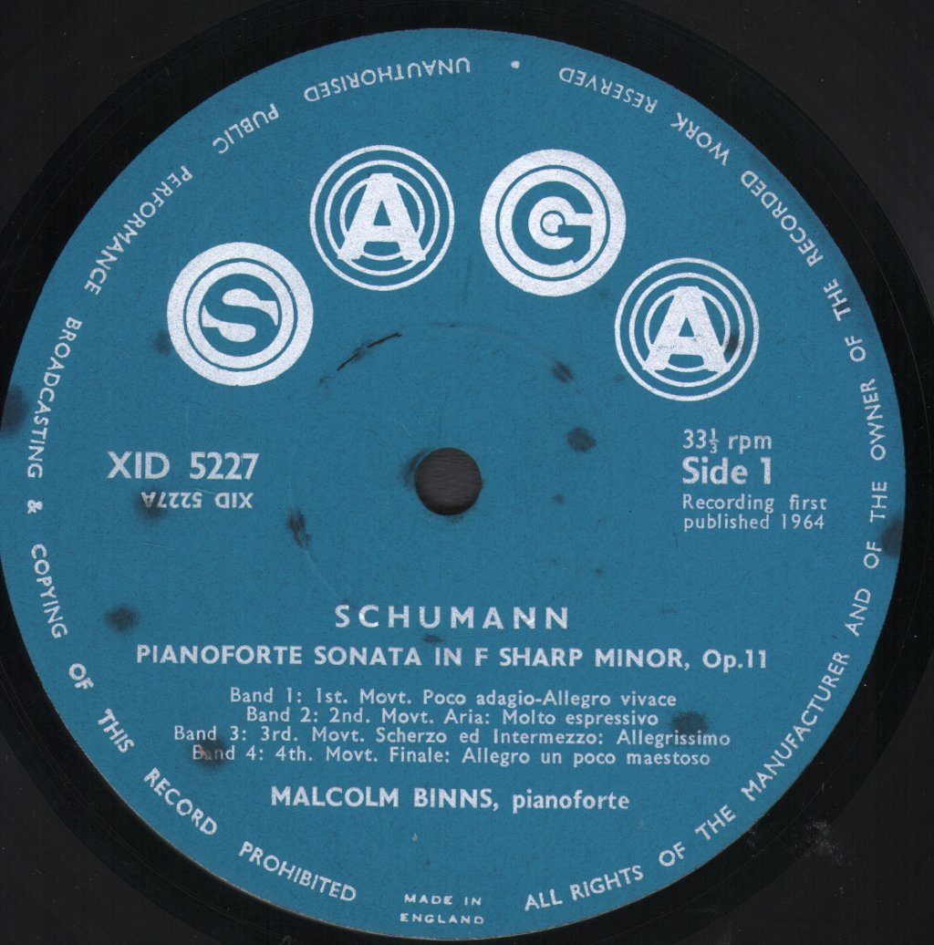 Malcolm Binns - Schumann Pianoforte Sonatas In F Minor Op. 14 - Lp
