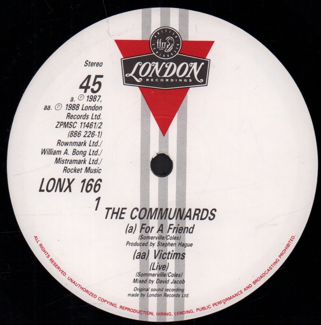 Communards - For A Friend - 12 Inch