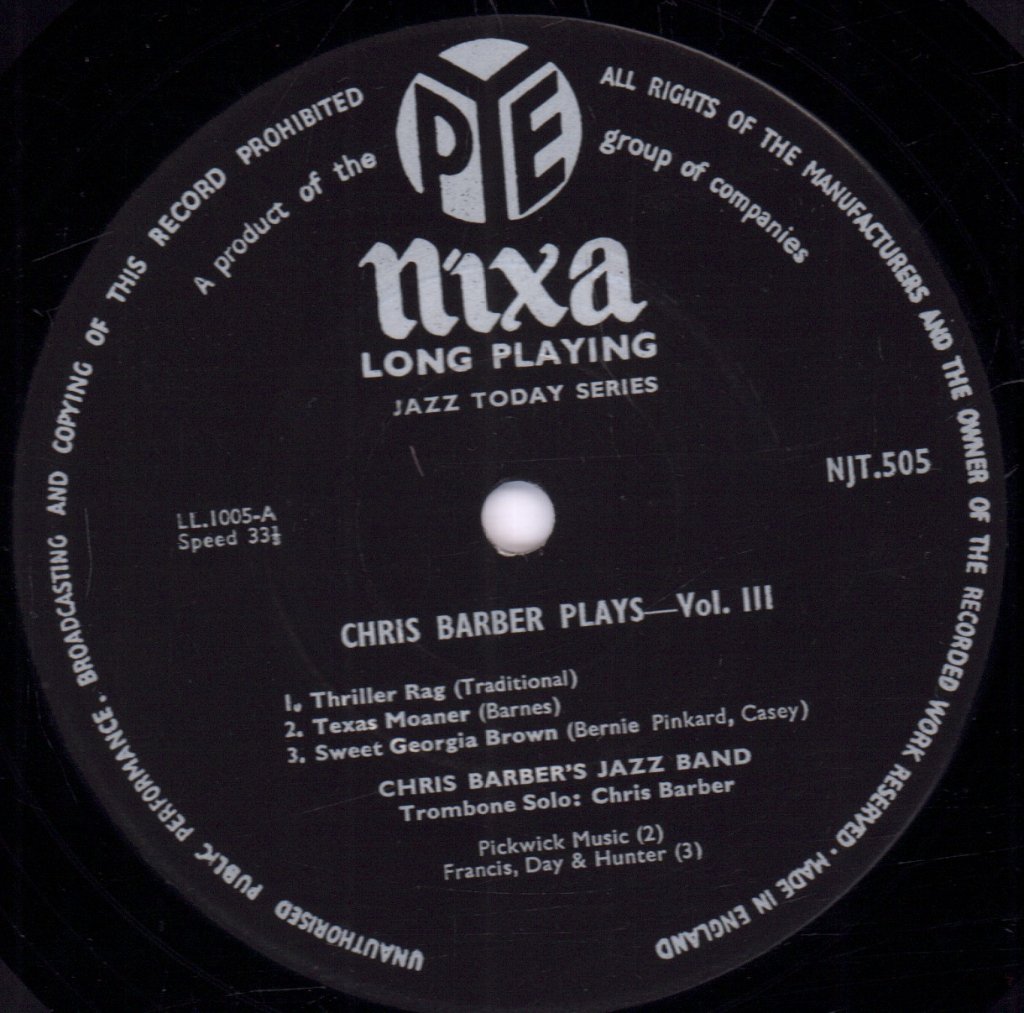 Chris Barber - Plays Volume 3 - 10 Inch
