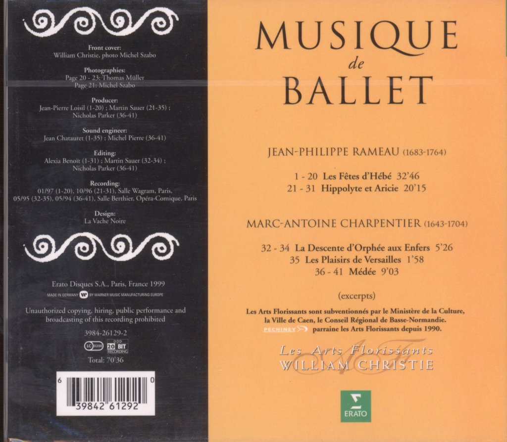 Les Arts Florissants, William Christie - Musique De Ballet - Cd