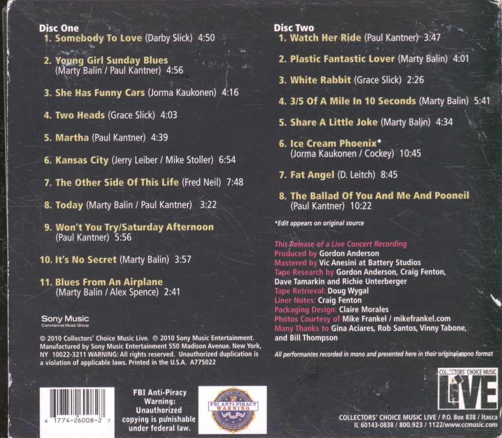 Jefferson Airplane - Return To The Matrix 02/01/68 - Double Cd