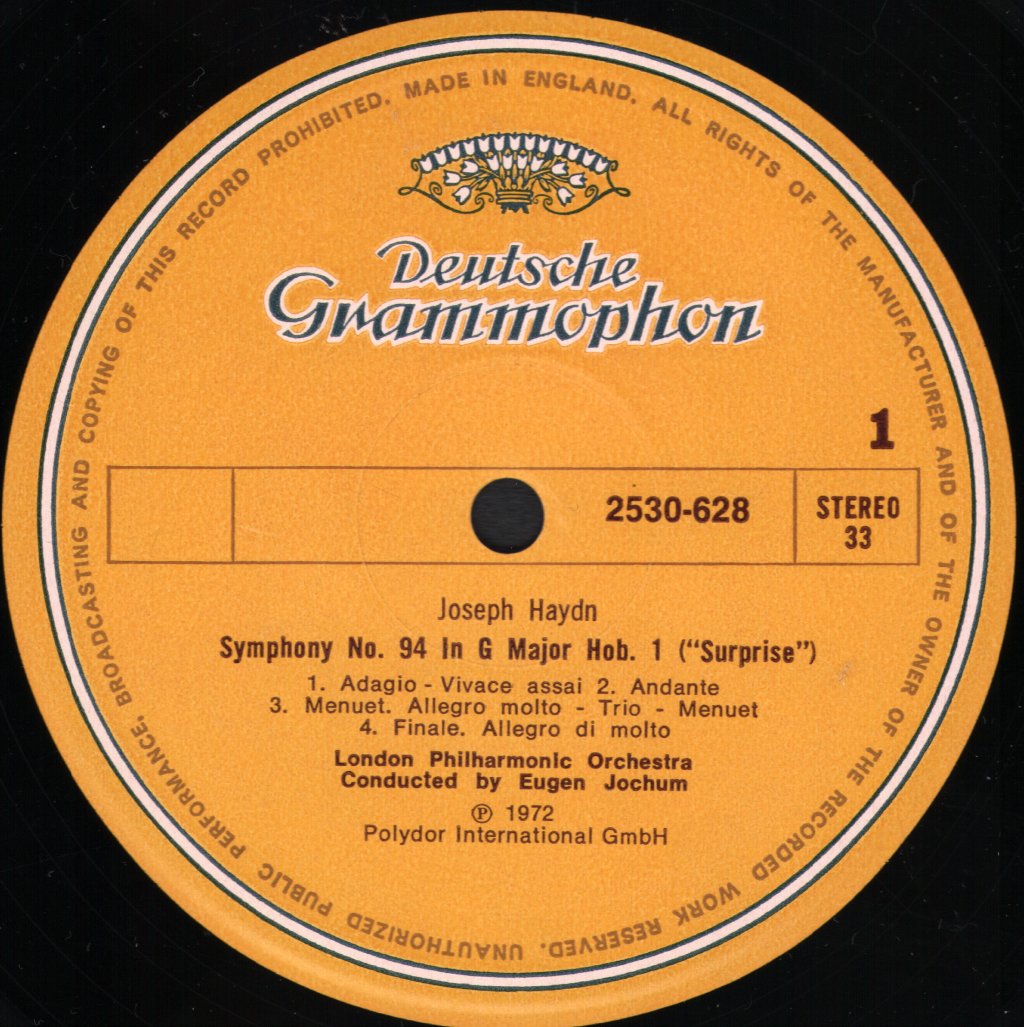 Eugen Jochum / London Philharmonic Orchestra - Joseph Haydn - Symphony Nr.94 / Nr.101 - Lp