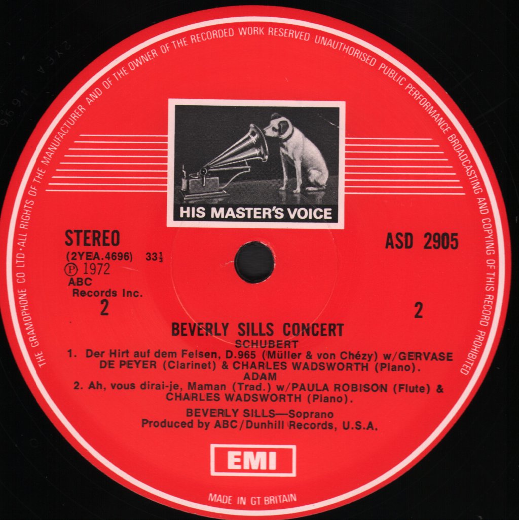 Beverly Sills / Artists Of The Chamber Music Society Of Lincoln Center / Gervase de Peyer - Beverly Sills Concert - Lp