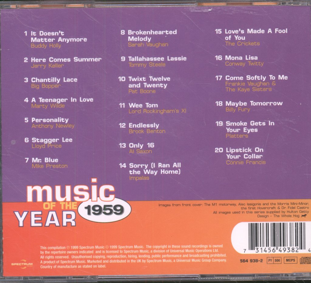 Various Artists - Music Of The Year: 1959 - Cd