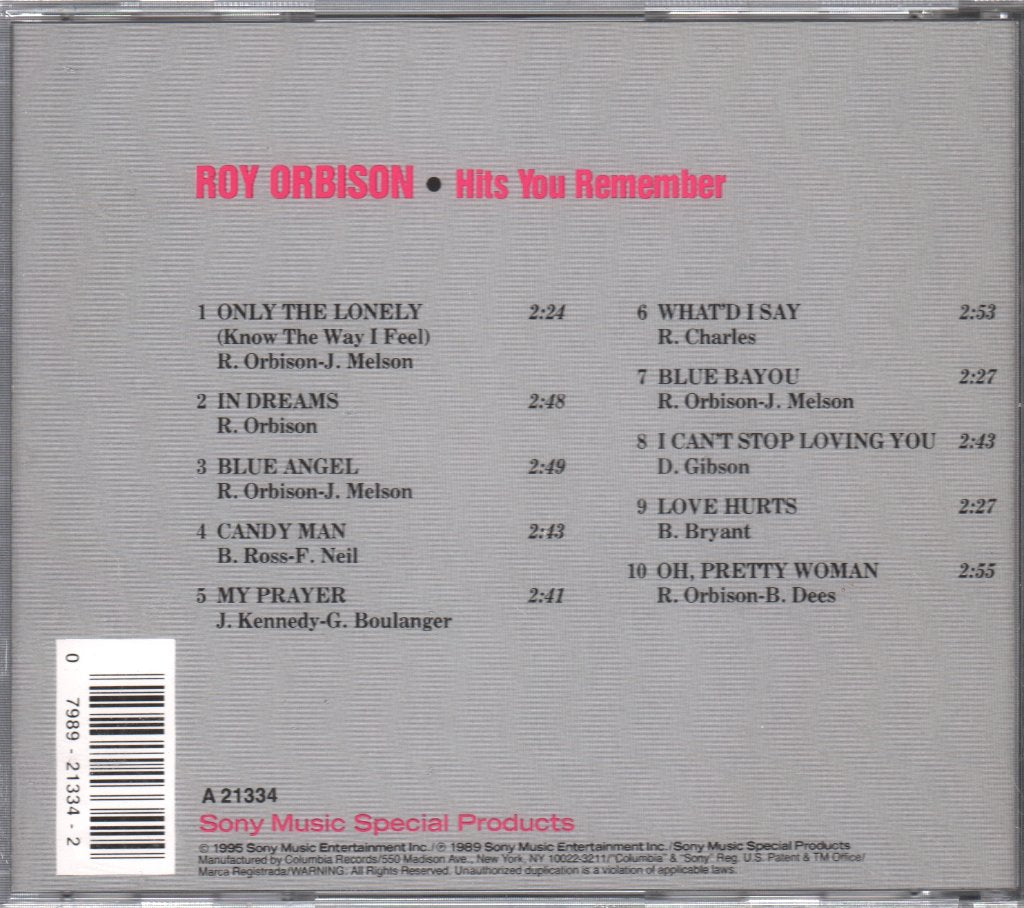 Roy Orbison - Hits You Remember - Cd
