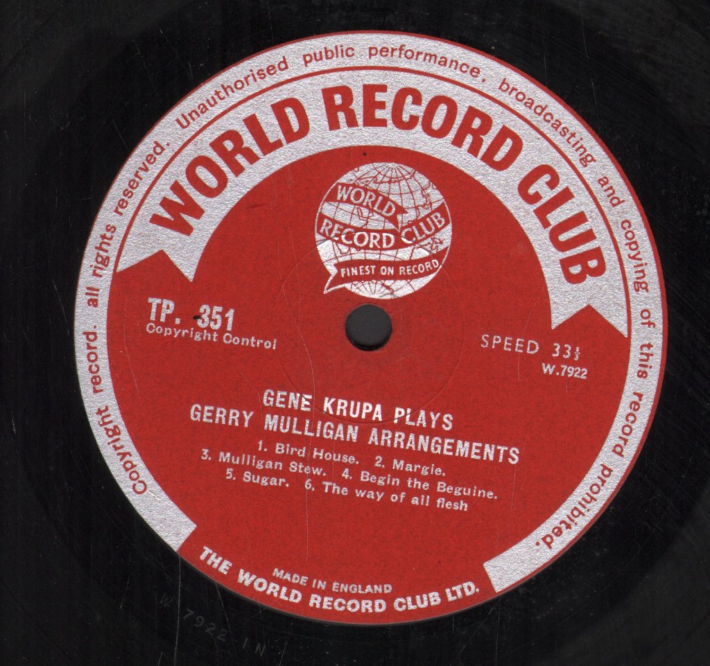 Gene Krupa - Plays Gerry Mulligan Arrangements - Lp