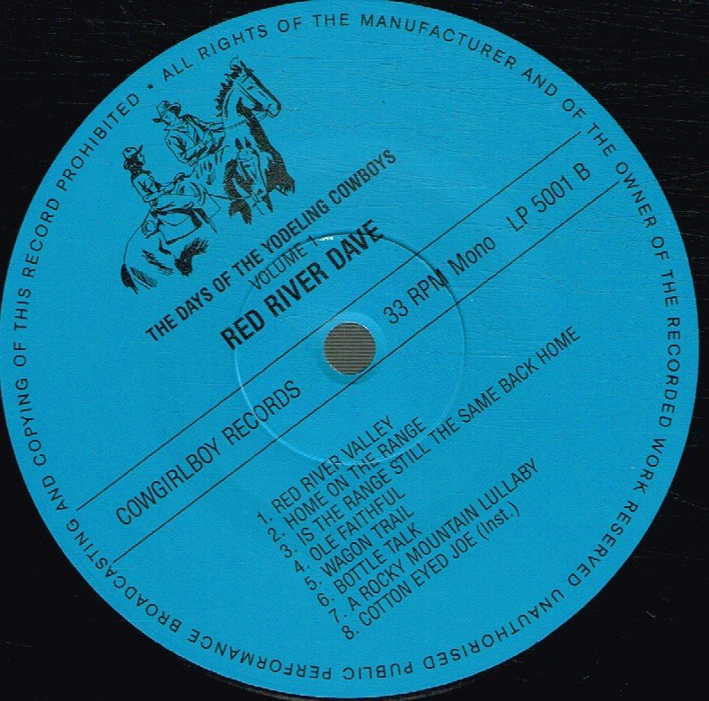 Red River Dave - Days Of The Yodeling Cowboys Volume 1 - Lp