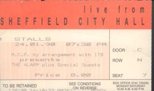 Alarm - Sheffield City Hall 24/1/90 - Ticket
