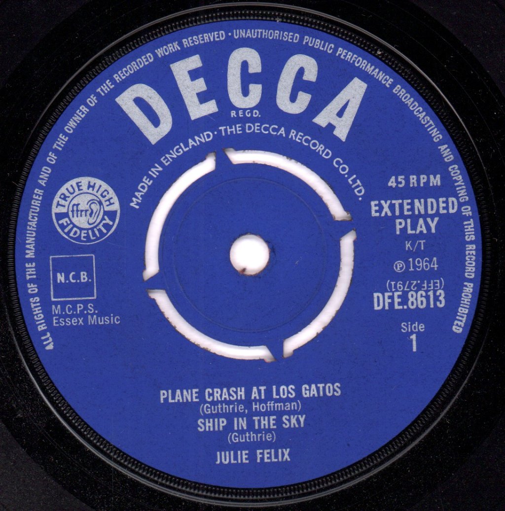 Julie Felix - Sings Bob Dylan And Woody Guthrie - 7 Inch