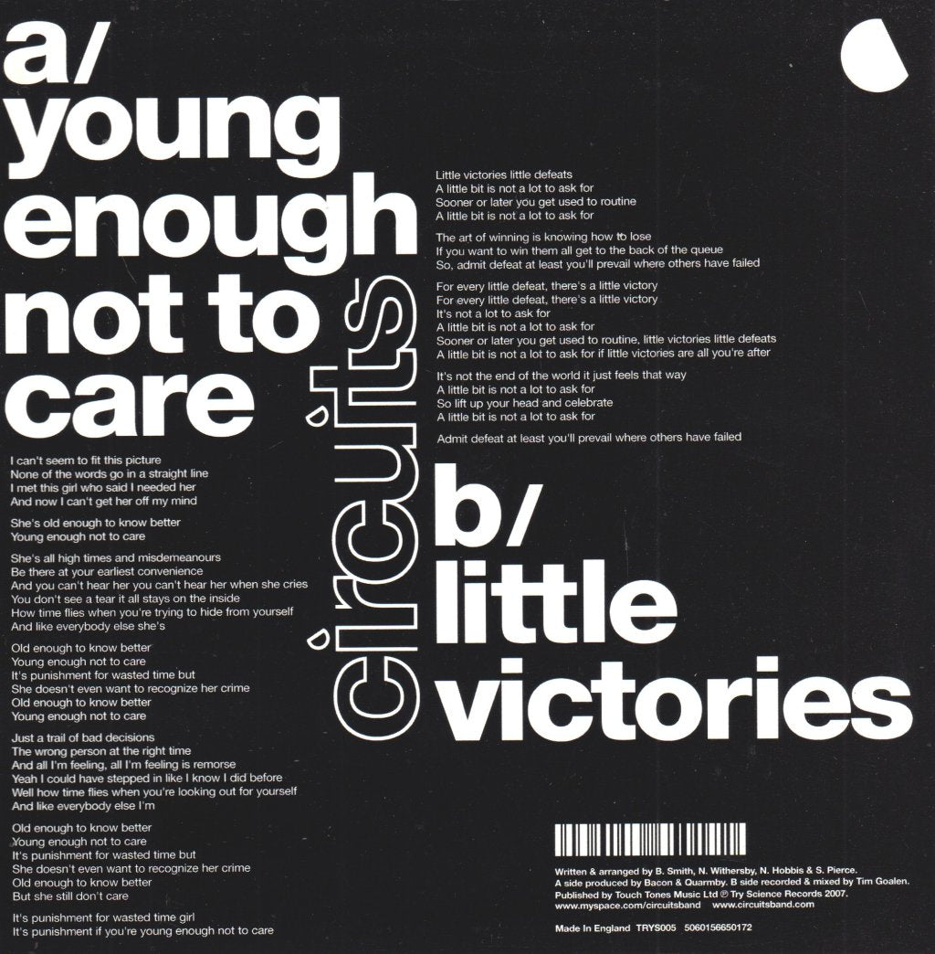 Circuits - Young Enough Not To Care - 7 Inch