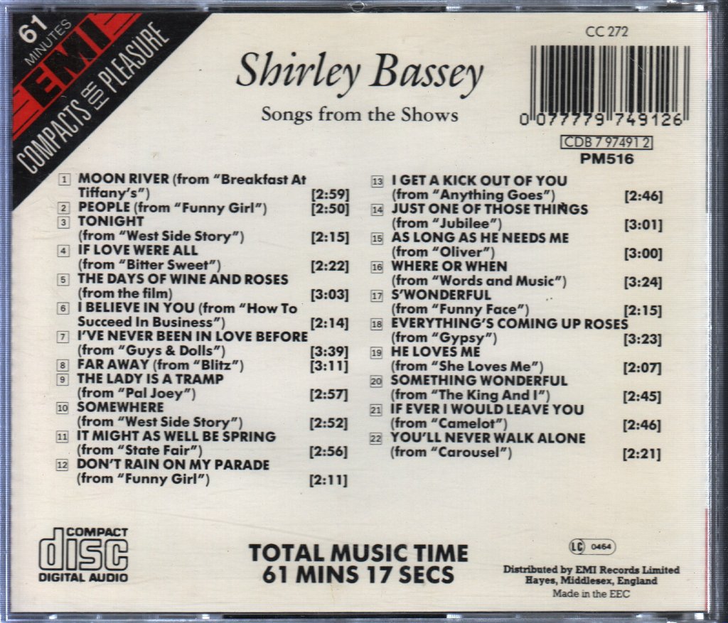 Shirley Bassey - Songs From The Shows - Cd
