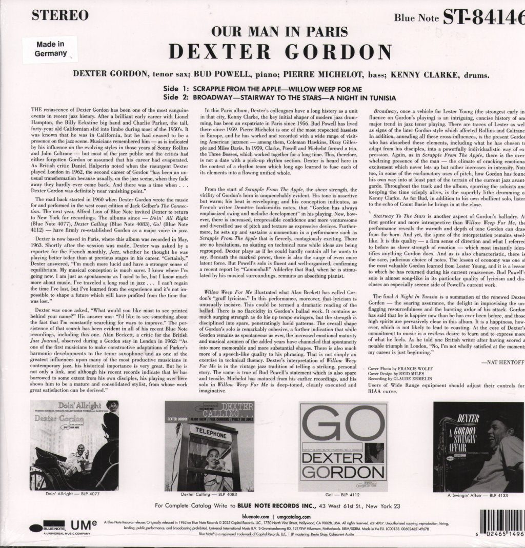 Dexter Gordon - Our Man In Paris - Lp