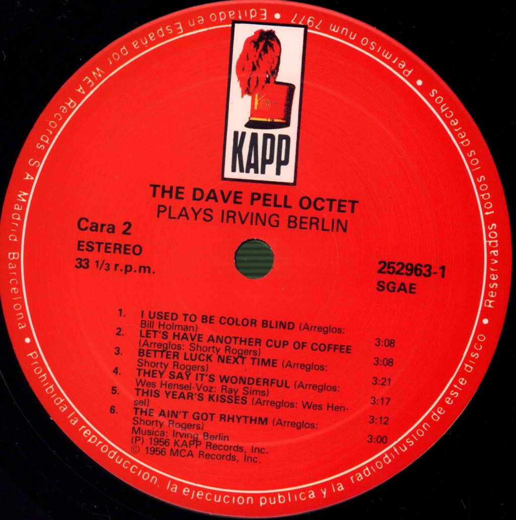 Dave Pell Octet - Plays Irving Berlin - Lp