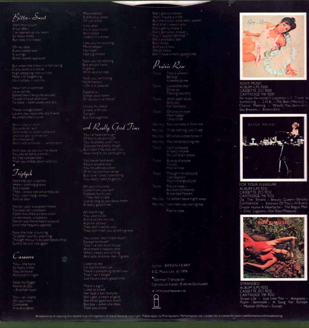 Roxy Music - Country Life - Lp