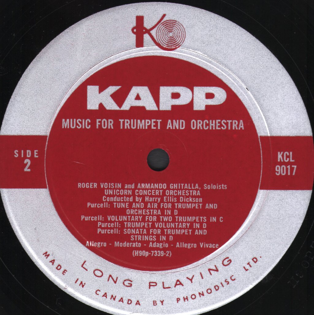 Roger Voisin / Armando Ghitalla / Harry Ellis Dickson / Unicorn Concert Orchestra - Music For Trumpet And Orchestra - Lp