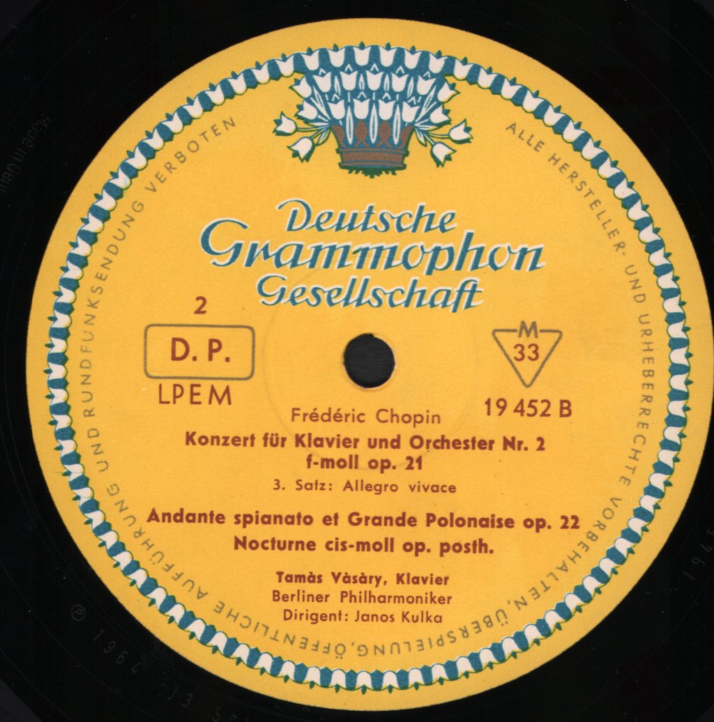 Tamas Vasary - Chopin - Klavierkonzert Nr. 2 F-Moll - Lp