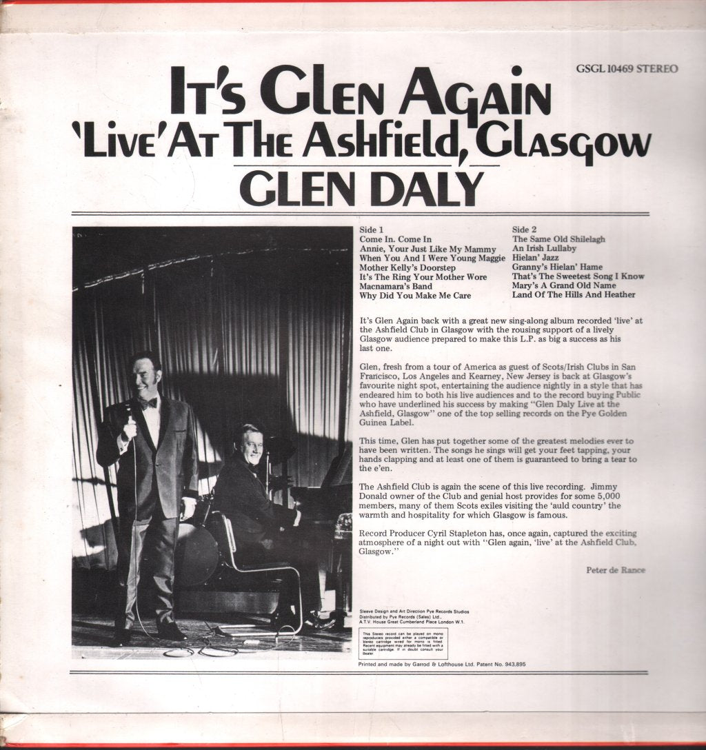 Glen Daly - Live At The Ashfield Glasgow - Lp