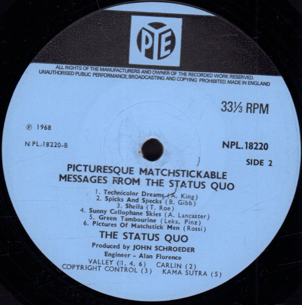 Status Quo - Picturesque Matchstickable Messages From - Lp