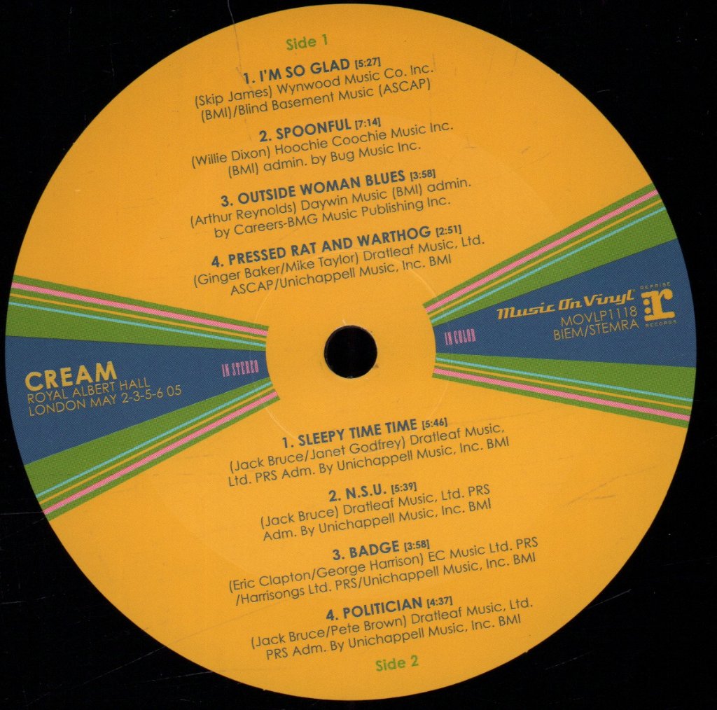Cream - Royal Albert Hall - London - May 2-3-5-6 2005 - Triple Lp