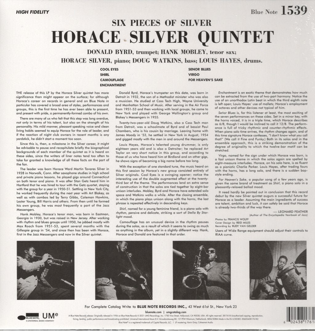 Horace Silver Quintet - Six Pieces Of Silver - Lp