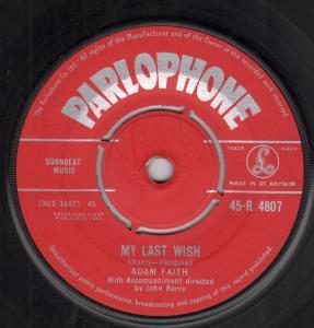 Adam Faith - My Last Wish - 7 Inch