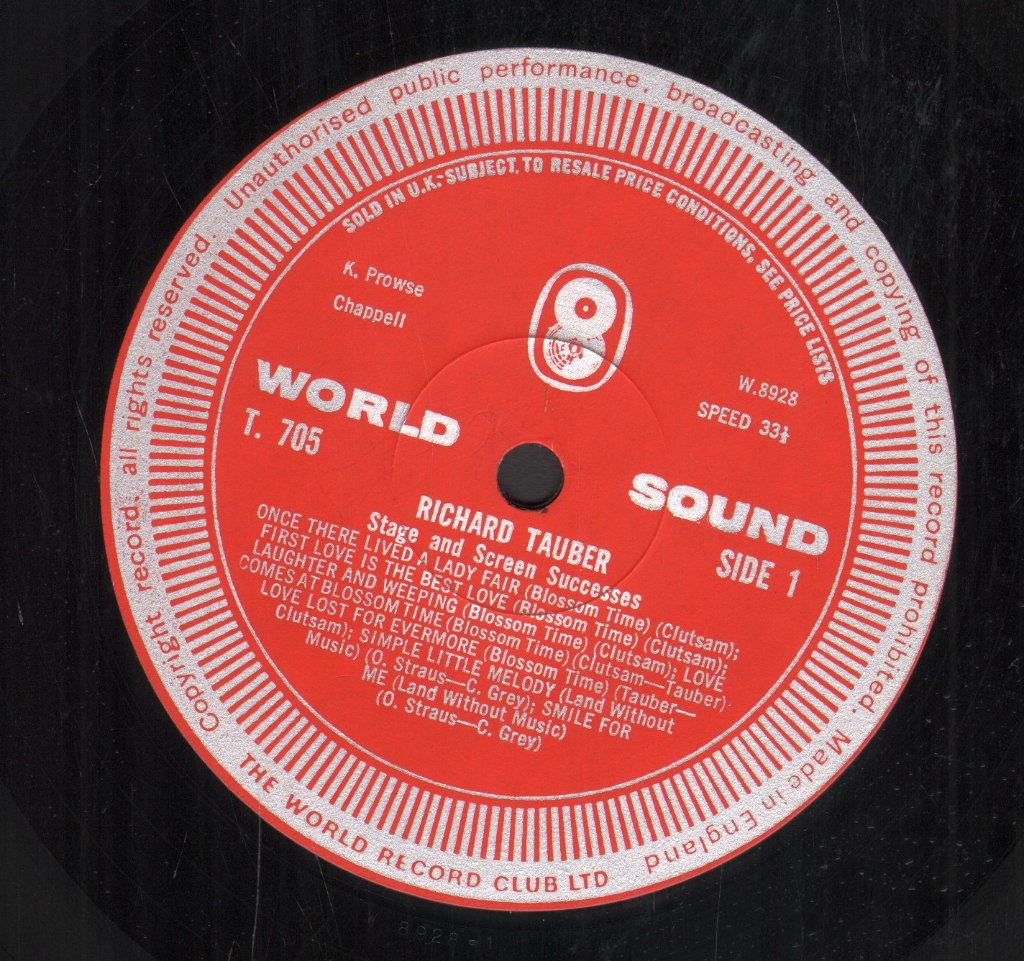 Richard Tauber - Stage & Screen Successes - Lp