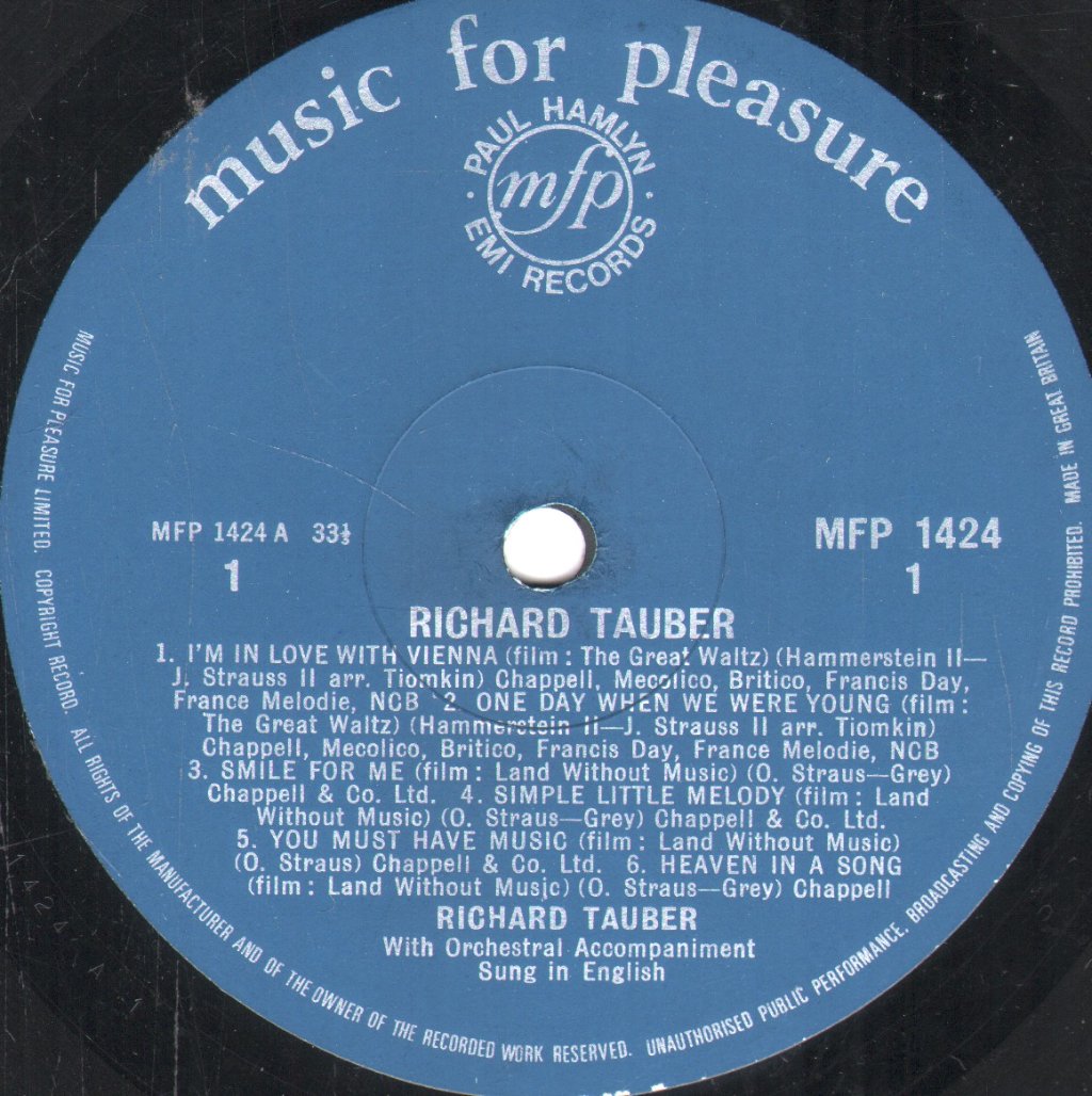 Richard Tauber - Songs Of Old Vienna - Lp