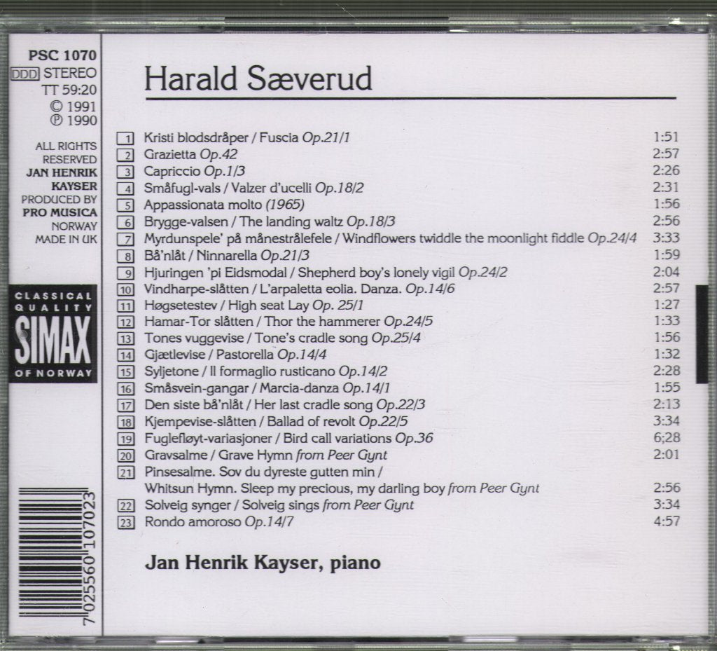 Harald Sæverud/Jan Henrik Kayser - 23 Selected Piano Pieces - Cd
