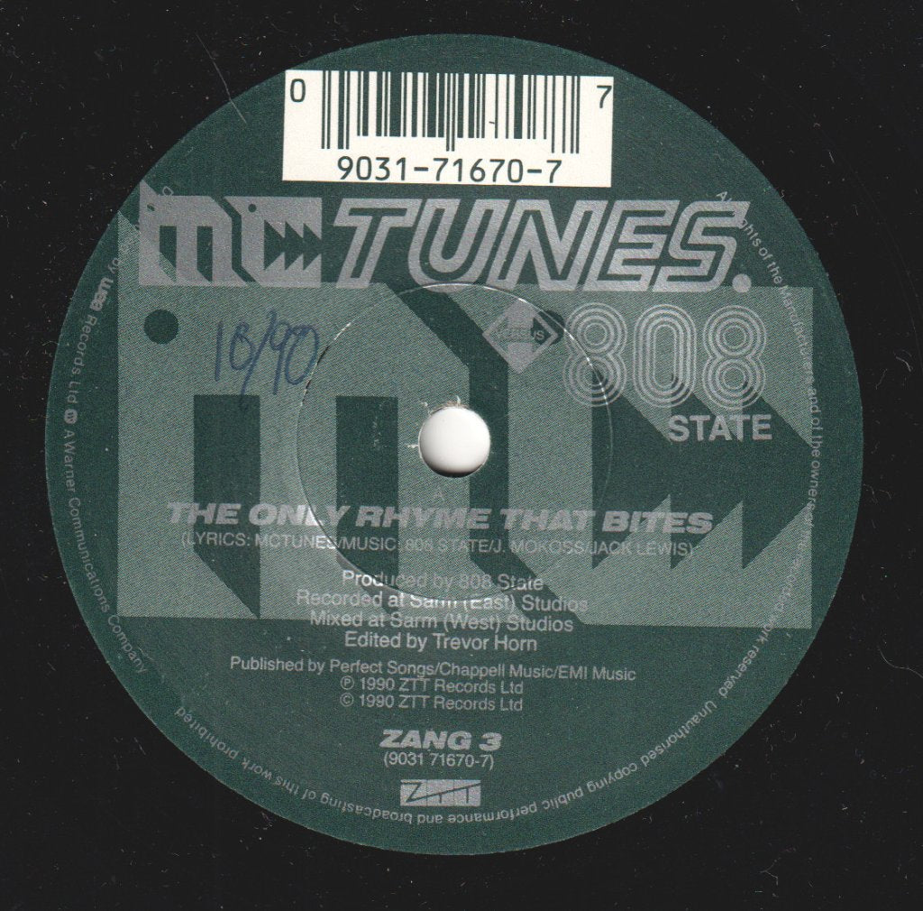 Mc Tunes Versus 808 State - Only Rhyme That Bites - 7 Inch