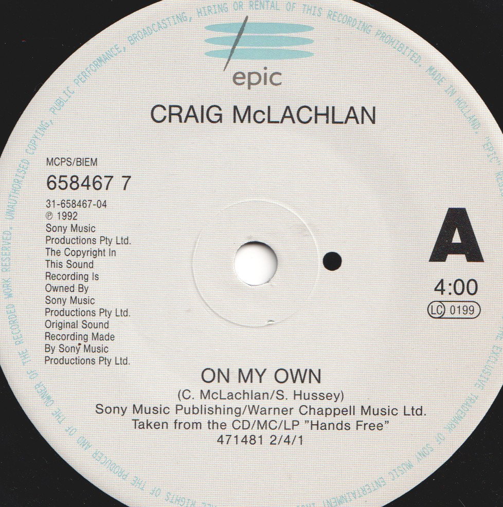 Craig Mclachlan - On My Own - 7 Inch