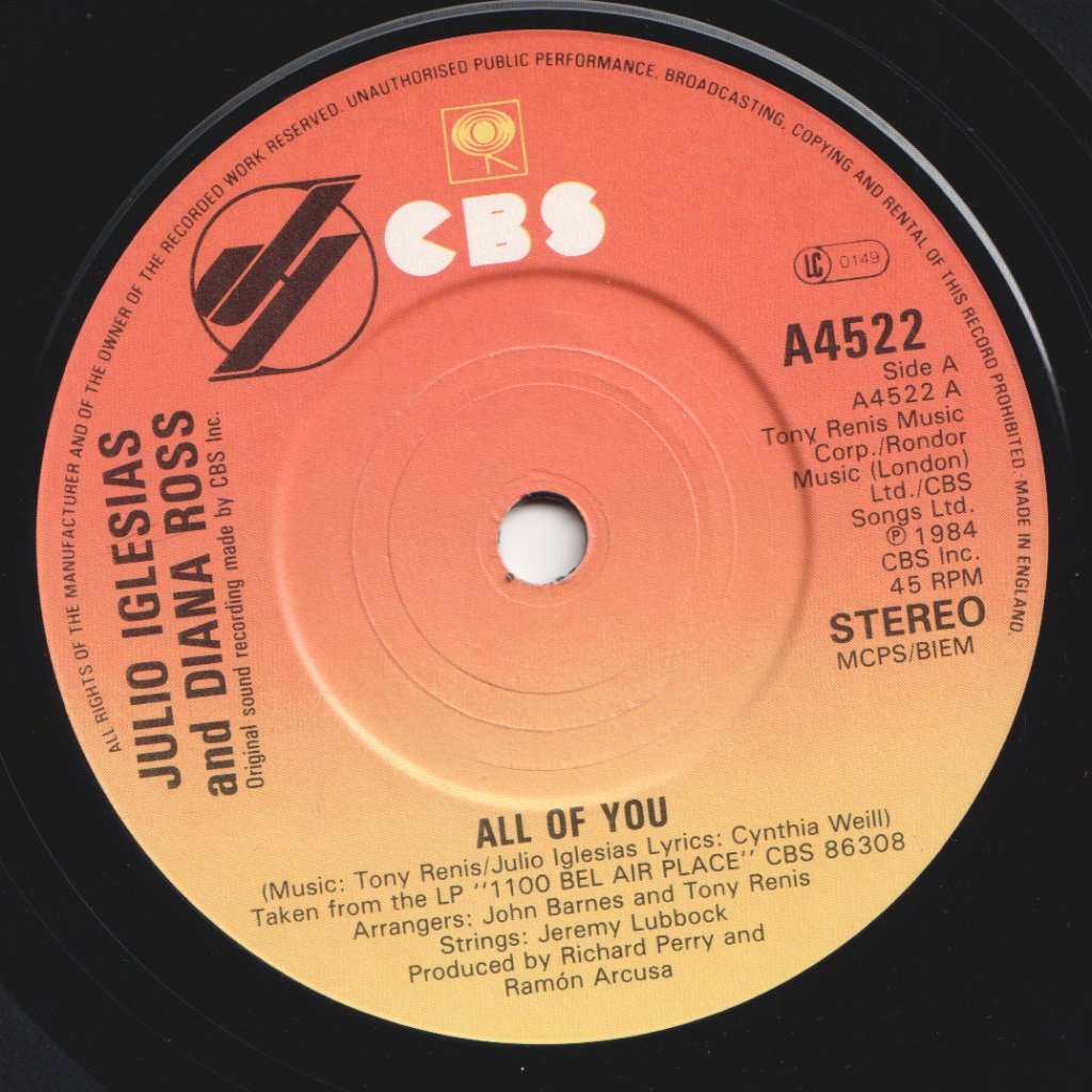 Julio Iglesias And Diana Ross - All Of You - 7 Inch