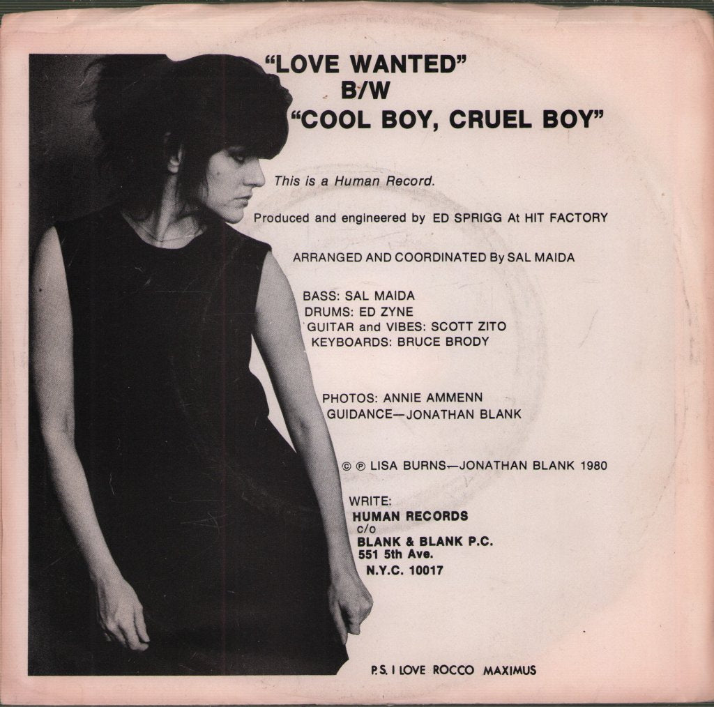 Lisa Burns - Love Wanted / Cool Boy, Cruel Boy - 7 Inch