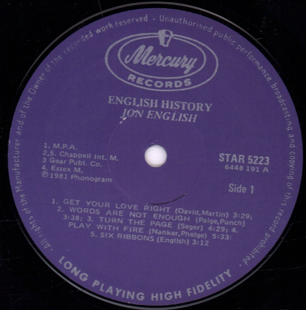Jon English - English History - Lp