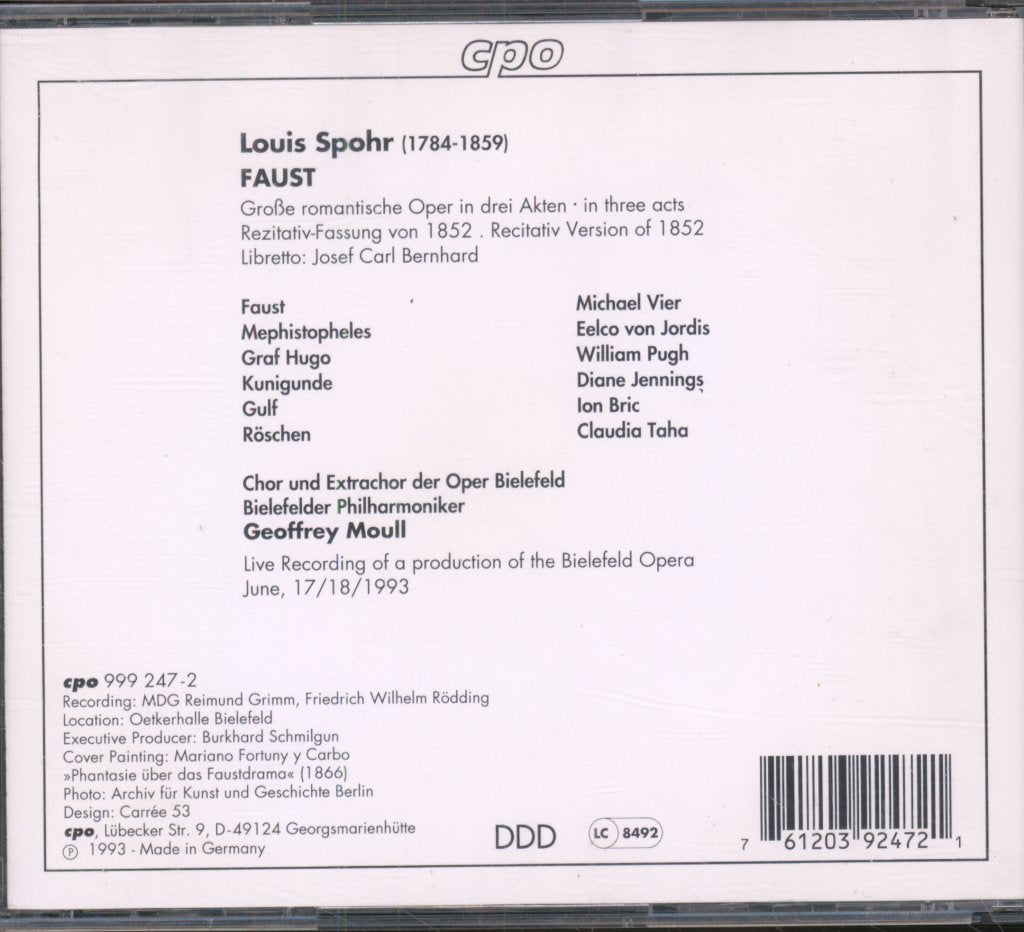 Chor der Oper Bielefeld · Bielefelder Philharmoniker · Geoffrey Moull - Louis Spohr - Faust 1852 Version - Cd Set