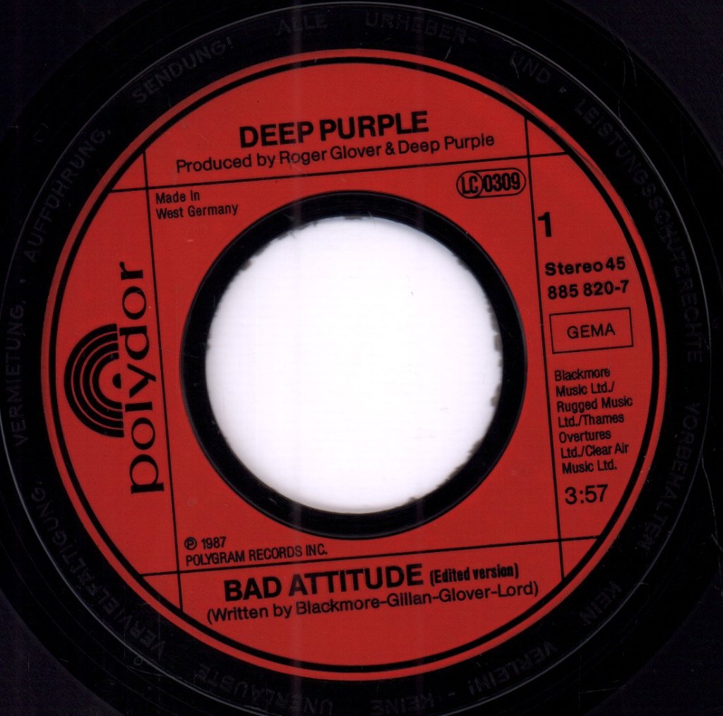 Deep Purple - Bad Attitude - 7 Inch
