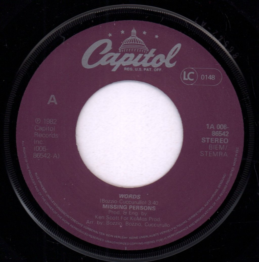 Missing Persons - Words - 7 Inch