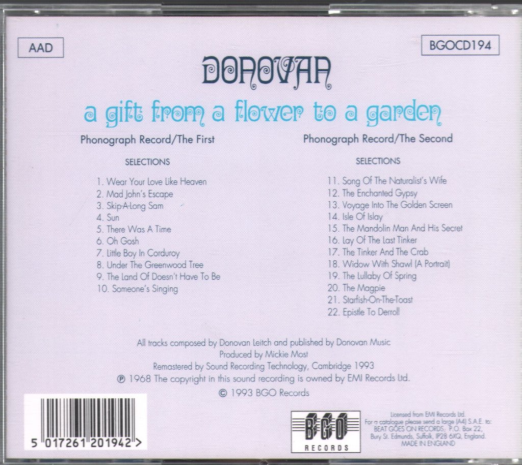 Donovan - A Gift From A Flower To A Garden - Cd