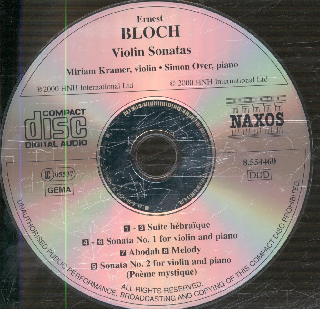 Miriam Kramer / Simon Over - Bloch - Violin Sonatas Nos. 1 & 2 • Suite Hébraïque - Cd