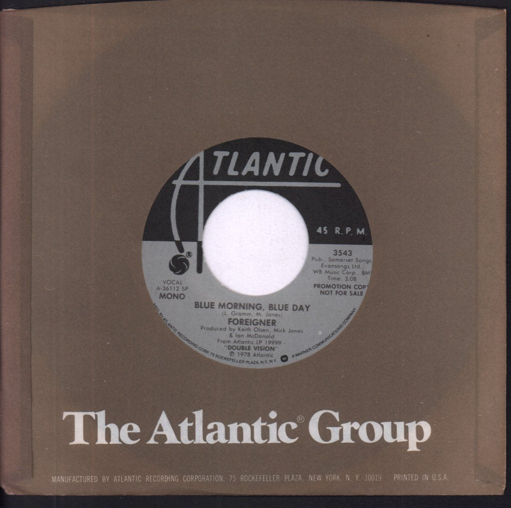 Foreigner - Blue Morning, Blue Day - 7 Inch