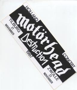 Motorhead/Destruction - Tilburg/Zwolle 21-22/11/87 - Sticker