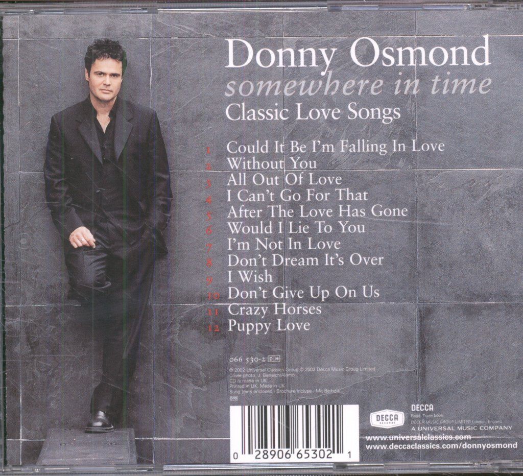 Donny Osmond - Somewhere In Time (Classic Love Songs) - Cd
