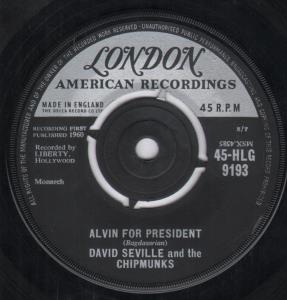 David Seville And The Chipmunks - Alvin For President - 7 Inch