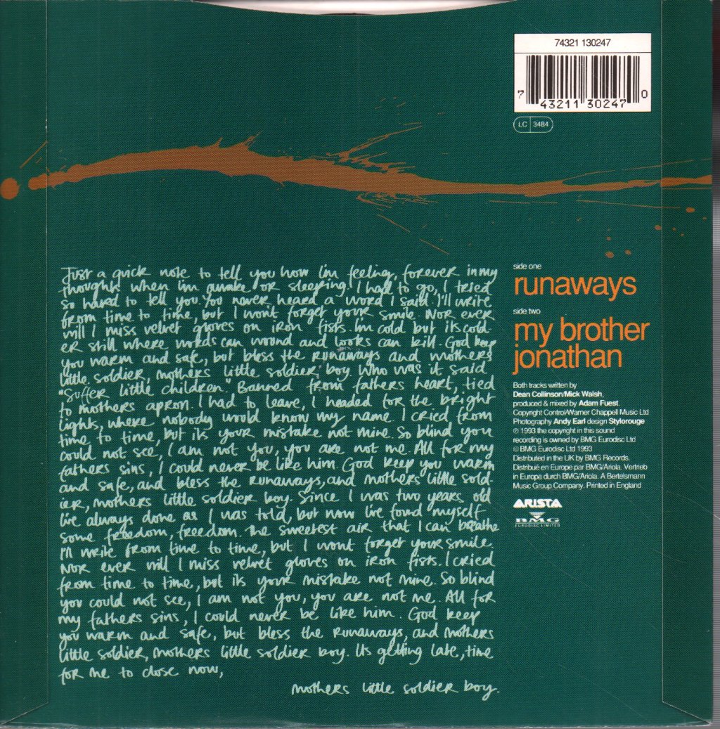 Dean Collinson - Runaways - 7 Inch